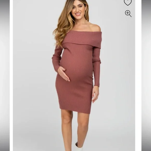 Pinkblush | Dresses | Pinkblush Ribbed Off Shoulder Maternity Fitted Sweater  Dress | Poshmark